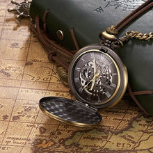Load image into Gallery viewer, New OYW Brand Stainless Steel Men Fashion Casual Pocket Watch Skeleton dial Silver Hand Wind Mechanical Male Fob Chain Watches