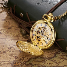 Load image into Gallery viewer, New OYW Brand Stainless Steel Men Fashion Casual Pocket Watch Skeleton dial Silver Hand Wind Mechanical Male Fob Chain Watches