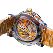 Load image into Gallery viewer, Golden Classic Rhinestone Roman Analog  Skeleton Automatic Mechanical Men's Watch