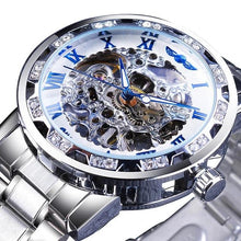 Load image into Gallery viewer, Golden Classic Rhinestone Roman Analog  Skeleton Automatic Mechanical Men's Watch