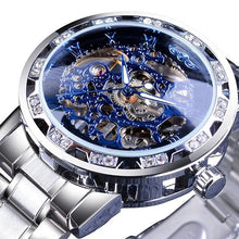 Load image into Gallery viewer, Golden Classic Rhinestone Roman Analog  Skeleton Automatic Mechanical Men's Watch