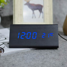 Load image into Gallery viewer, FiBiSonic Wood Digital LED Alarm Clock, Sound Control Wooden Alarm Clock LED Desktop&Table Clock with Temperature