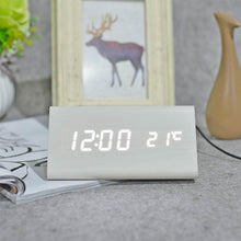 Load image into Gallery viewer, FiBiSonic Wood Digital LED Alarm Clock, Sound Control Wooden Alarm Clock LED Desktop&Table Clock with Temperature