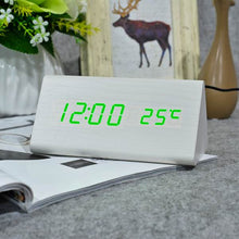 Load image into Gallery viewer, FiBiSonic Wood Digital LED Alarm Clock, Sound Control Wooden Alarm Clock LED Desktop&Table Clock with Temperature