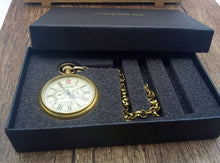 Load image into Gallery viewer, Antique Copper London Pocket & fob Watches Mechanical Watch Hand Wind Skeleton Mens Pocket Watch With Chain Xmas Gift Box