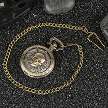 Load image into Gallery viewer, Rock Fashion Pocket Watch Skull Stars Skeleton Carving Pendant Chain Rebellious Gothic Hollow Clock Hot Cool Gifts for Men Women