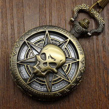 Load image into Gallery viewer, Rock Fashion Pocket Watch Skull Stars Skeleton Carving Pendant Chain Rebellious Gothic Hollow Clock Hot Cool Gifts for Men Women