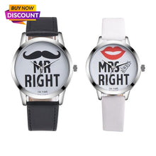 Load image into Gallery viewer, Fashion Beard Lips Pattern Couple Quartz Wristwatches Simple Casual Leather Strap Watches Lover's Students Women Clocks Relogio