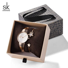 Load image into Gallery viewer, Shengke Rose Gold Bracelet Watches Women Set 2019 New Ladies Fashion Quartz Watch with Crystal Star Xmas Gift Set For Women