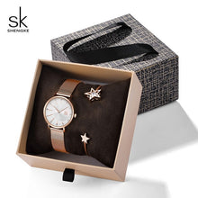 Load image into Gallery viewer, Shengke Rose Gold Bracelet Watches Women Set 2019 New Ladies Fashion Quartz Watch with Crystal Star Xmas Gift Set For Women