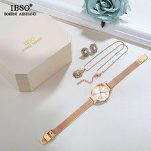 Load image into Gallery viewer, IBSO Luxury Women Set Earrings Necklace Watches 2019 New Fashion Stainless Steel Ladies Watches With Jewelry Set Gifts For Women