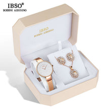 Load image into Gallery viewer, IBSO Luxury Women Set Earrings Necklace Watches 2019 New Fashion Stainless Steel Ladies Watches With Jewelry Set Gifts For Women