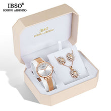 Load image into Gallery viewer, IBSO Luxury Women Set Earrings Necklace Watches 2019 New Fashion Stainless Steel Ladies Watches With Jewelry Set Gifts For Women