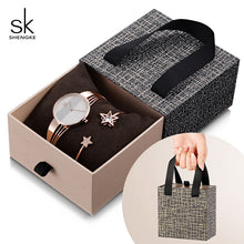 Load image into Gallery viewer, Shengke Rose Gold Bracelet Watches Women Set 2019 New Ladies Fashion Quartz Watch with Crystal Star Xmas Gift Set For Women