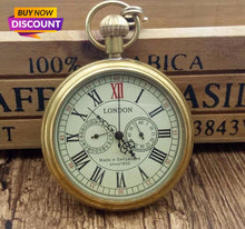Load image into Gallery viewer, Antique Copper London Pocket & fob Watches Mechanical Watch Hand Wind Skeleton Mens Pocket Watch With Chain Xmas Gift Box
