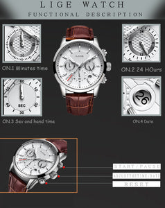Men's Fashion Sport Quartz Clock Men's Watches Brand Luxury Leather Business