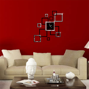 new hot acrylic wall clocks 3d sticker europe fashion modern Quartz watch design sliver & black clocks art free shipping