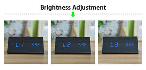 FiBiSonic Wood Digital LED Alarm Clock, Sound Control Wooden Alarm Clock LED Desktop&Table Clock with Temperature