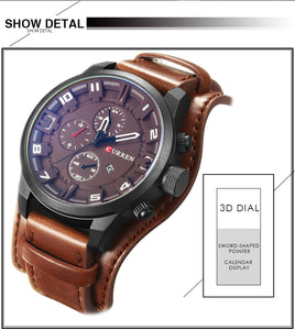 Top Brand Luxury Clocks Date Sport Military Leather Strap Men's Watches