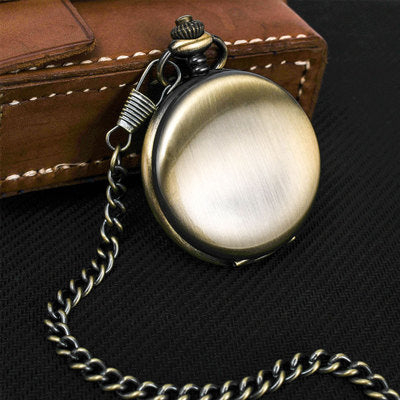 Retro Smooth Men Black Pocket Watch Silver Polish Quartz Fob Pocket Watches Pendant with Chain