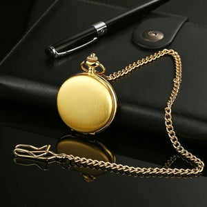 Retro Smooth Men Black Pocket Watch Silver Polish Quartz Fob Pocket Watches Pendant with Chain