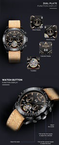Mechanical Watch Men Automatic Hombre Luxury Brand Luminous Sport Leather