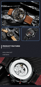 Mechanical Watch Men Automatic Hombre Luxury Brand Luminous Sport Leather