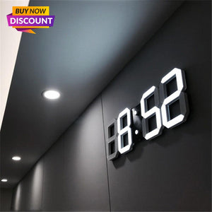 LED Digital Wall Clock with 3 levels Brightness Alarm Clock Wall Hanging Clock