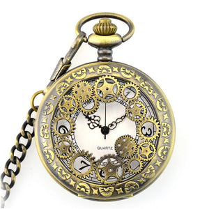 Retro Smooth Men Black Pocket Watch Silver Polish Quartz Fob Pocket Watches Pendant with Chain