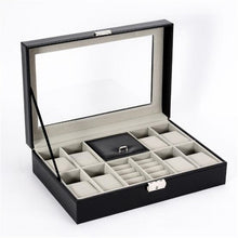 Load image into Gallery viewer, PU Leather Watch Holder Organizer With Lock for Quartz Watches Jewelry Boxes
