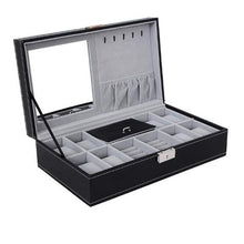 Load image into Gallery viewer, PU Leather Watch Holder Organizer With Lock for Quartz Watches Jewelry Boxes
