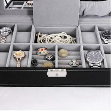 Load image into Gallery viewer, PU Leather Watch Holder Organizer With Lock for Quartz Watches Jewelry Boxes
