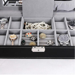 PU Leather Watch Holder Organizer With Lock for Quartz Watches Jewelry Boxes