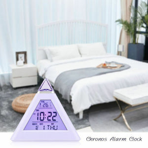 Table Clocks Triangled 7 Colors Changing LED Temperature Week Display Digital Alarm Clock Table Decor Clocks Room Bedside Clock