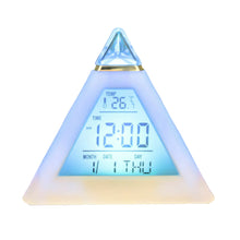 Load image into Gallery viewer, Table Clocks Triangled 7 Colors Changing LED Temperature Week Display Digital Alarm Clock Table Decor Clocks Room Bedside Clock
