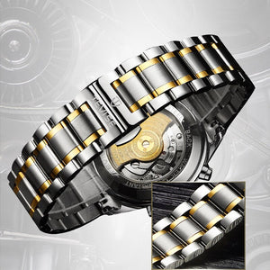 2020 New Luxury Blue Gold Skeleton Automatic Self-Wind Watch