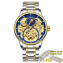 Load image into Gallery viewer, 2020 New Luxury Blue Gold Skeleton Automatic Self-Wind Watch
