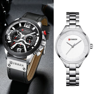 Curren Couple Watch Set 2020 Casual Chronograph Watch Men Rose Gold Women Watches Ladies For Lovers Wristwatch Relogio Feminino
