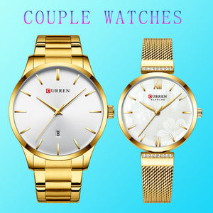 Couple Watch Set 2020 Curren Watches For Man And Woman Minimalist Golden Watches For Lovers Business Wristwatch Relogio Feminino