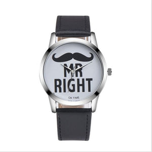Fashion Beard Lips Pattern Couple Quartz Wristwatches Simple Casual Leather Strap Watches Lover's Students Women Clocks Relogio