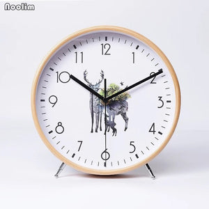 Table Clock Desktop Living Room Simple Solid Wood Clock Modern Large Pendulum Clock Creative Minimalist Ornaments