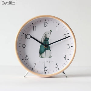 Table Clock Desktop Living Room Simple Solid Wood Clock Modern Large Pendulum Clock Creative Minimalist Ornaments