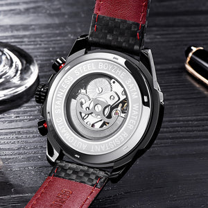 Luxury Brand Sport Watch Men's Leather Mechanical Watches Self Winding