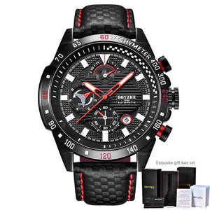 Luxury Brand Sport Watch Men's Leather Mechanical Watches Self Winding