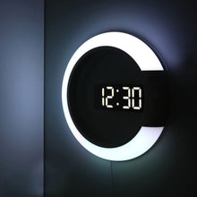 Load image into Gallery viewer, 3D LED Digital Table Clock Alarm Mirror Hollow Wall Clock Modern Design Nightlight For Home Living Room Decorations
